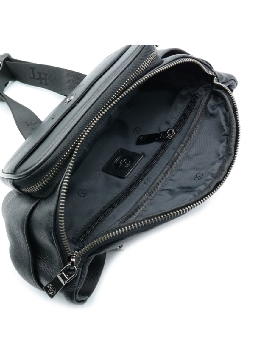 Чоловіча об’ємна шкіряна сумка-бананка H.T. Leather з передньою кишенею 4008-11