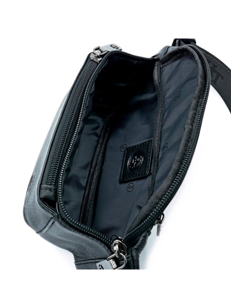 Чоловіча шкіряна сумка-бананка H.T. Leather з двома відділеннями на блискавці 8786-33