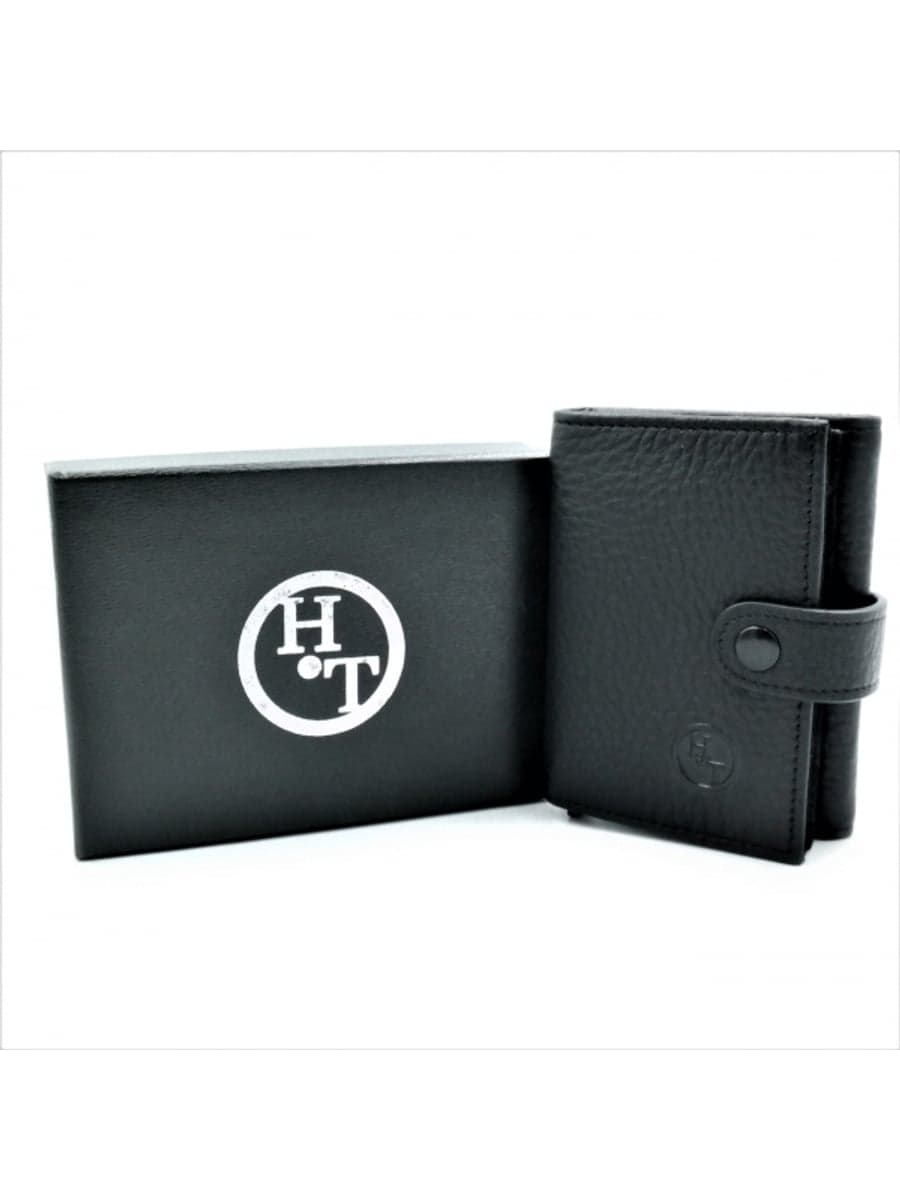 Чоловіча шкіряна візитниця-гаманець H.T. Leather з хлястиком 163-25F