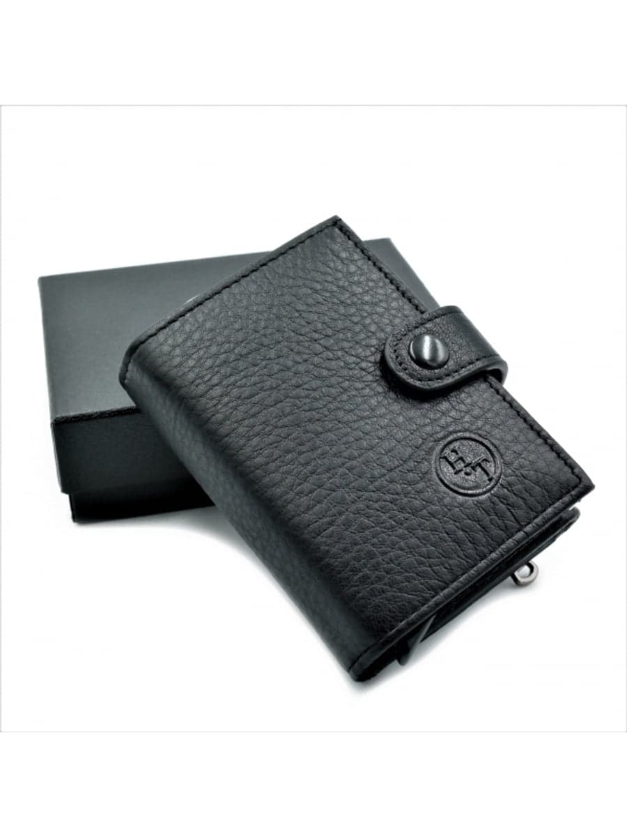 Чоловіча шкіряна візитниця-гаманець H.T. Leather з хлястиком 163-25F