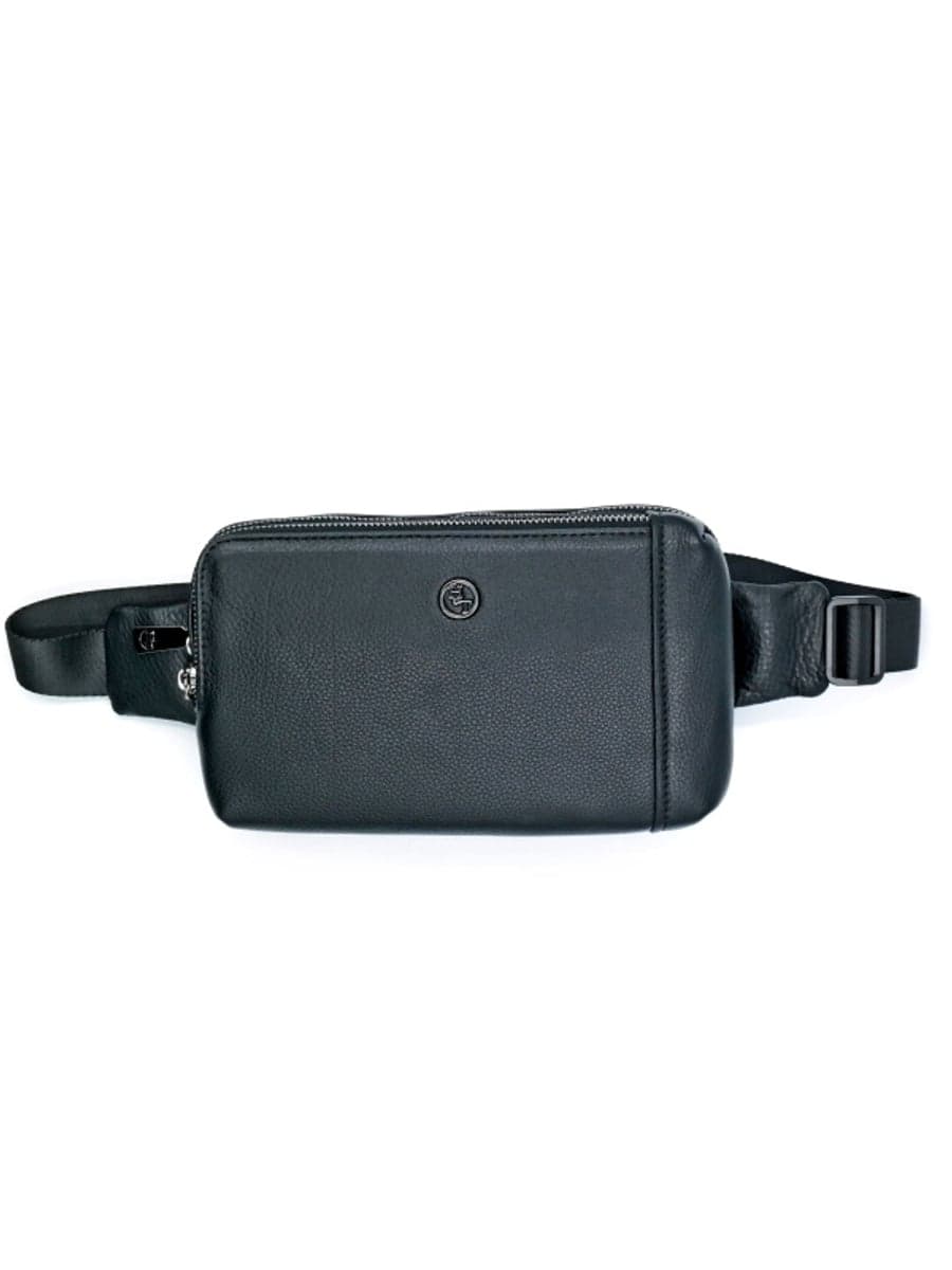 Чоловіча шкіряна сумка-бананка H.T. Leather з двома блискавками, класична 2001-3