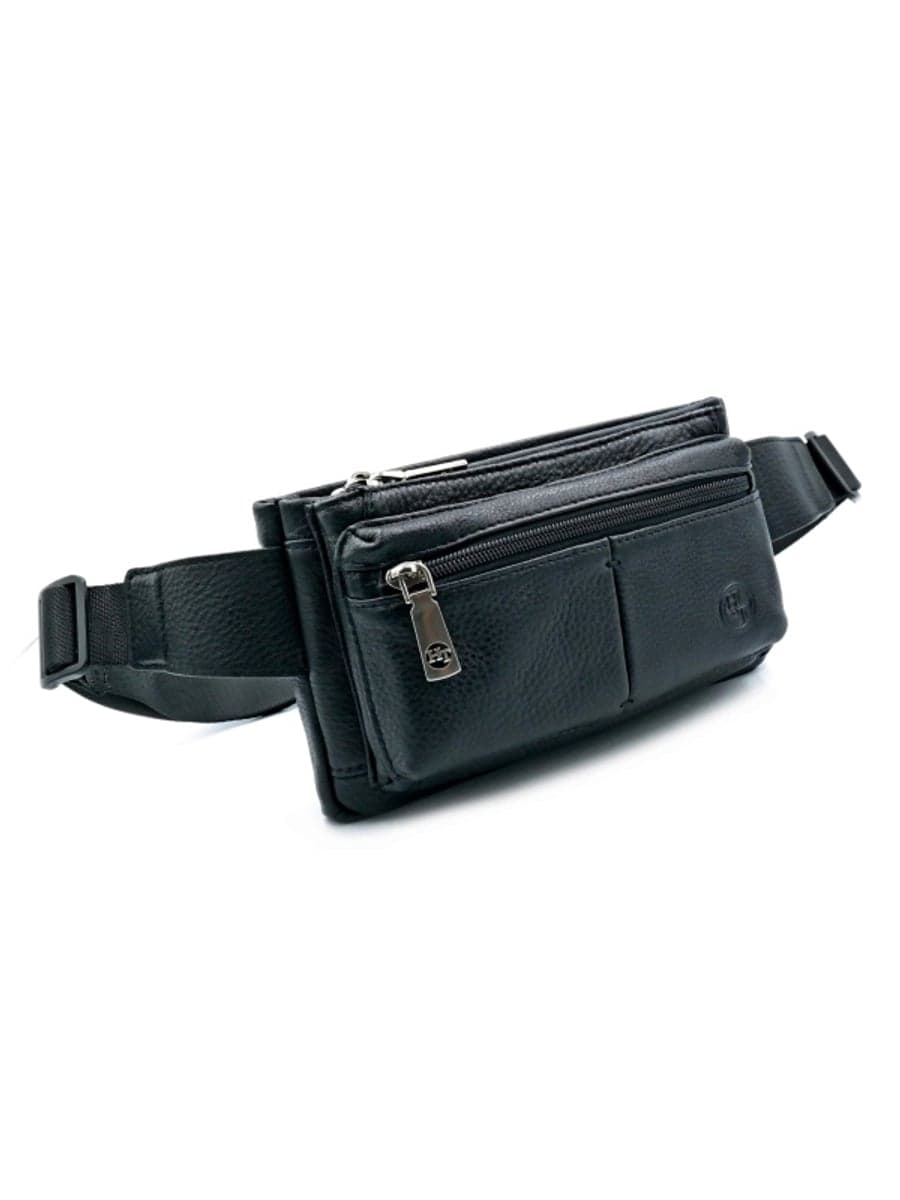 Чоловіча шкіряна сумка-бананка H.T. Leather з трьома відділеннями 8786-1