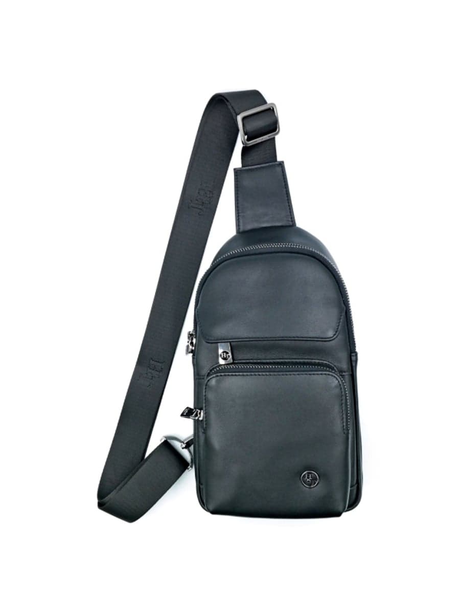 Чоловіча шкіряна сумка-слінг H.T. Leather з клапаном і двома кишенями 7936-214