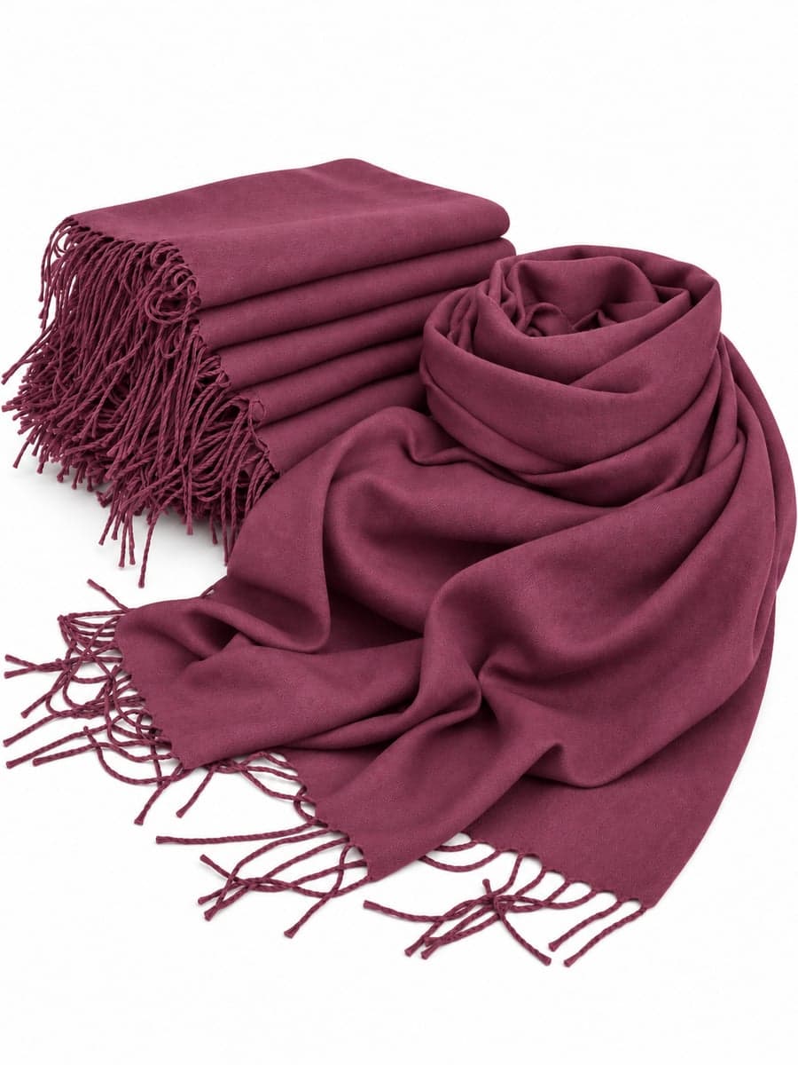 Палантин пашміна однотонний 180×65 см з бахромою