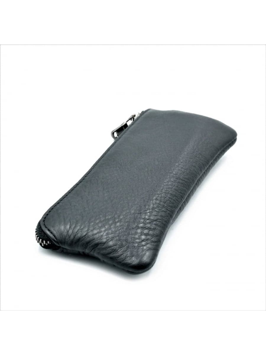 Шкіряна ключниця H.T. Leather з карабіном для ключів і кишенею на блискавці, чорна 169-2