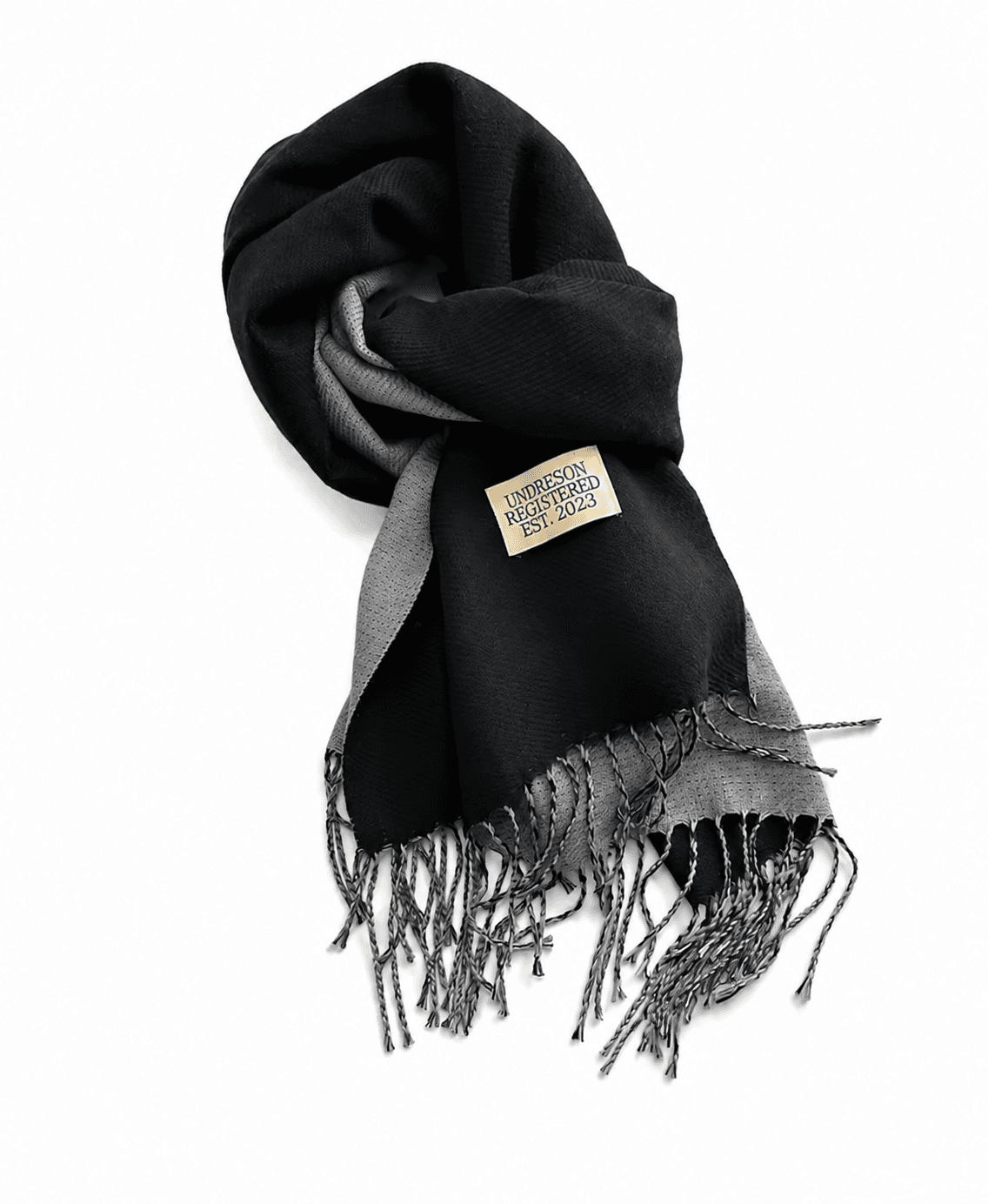Двосторонній жіночий вовняний палантин з бахромою, колір Чорний